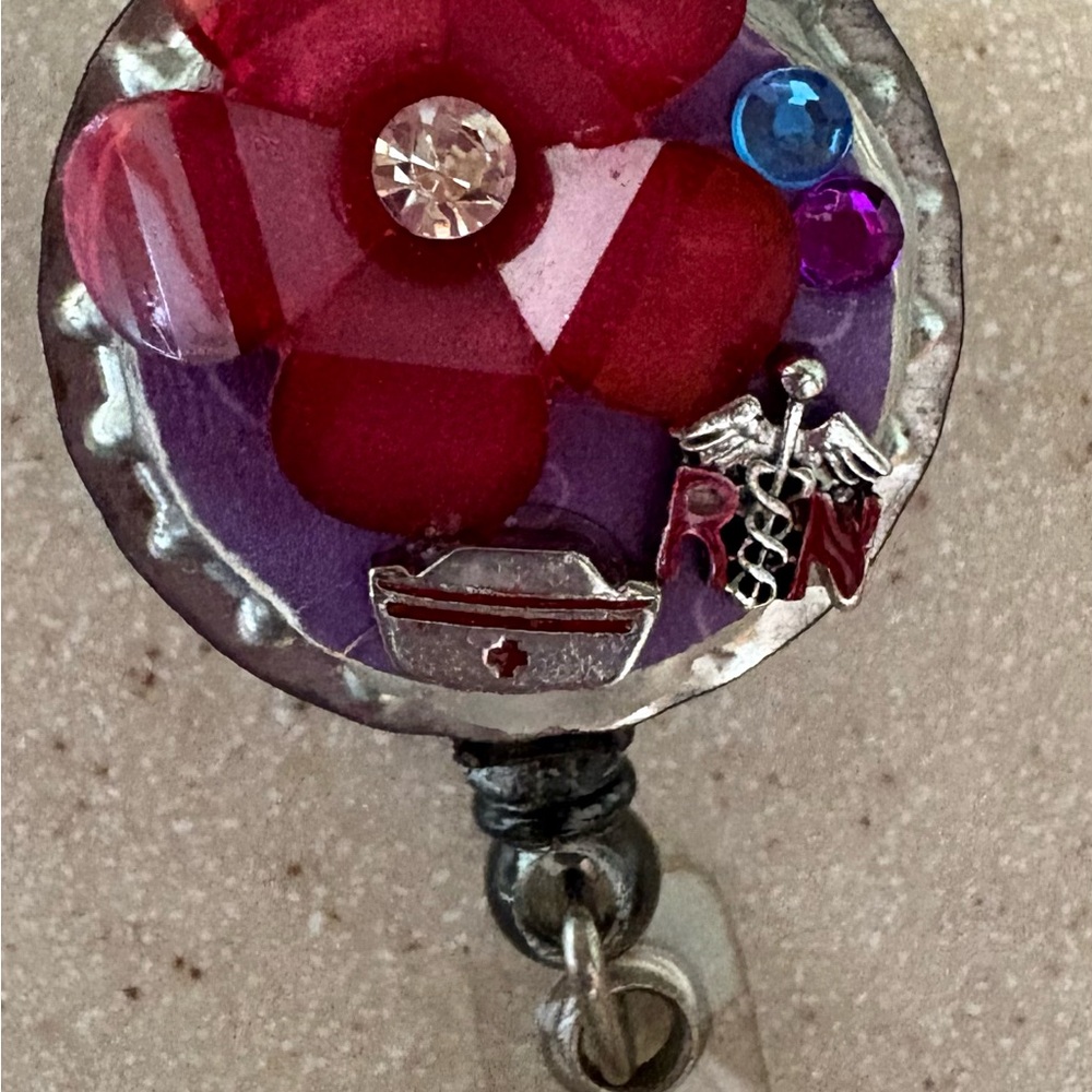 Red and Purple Nurse Badge Reel